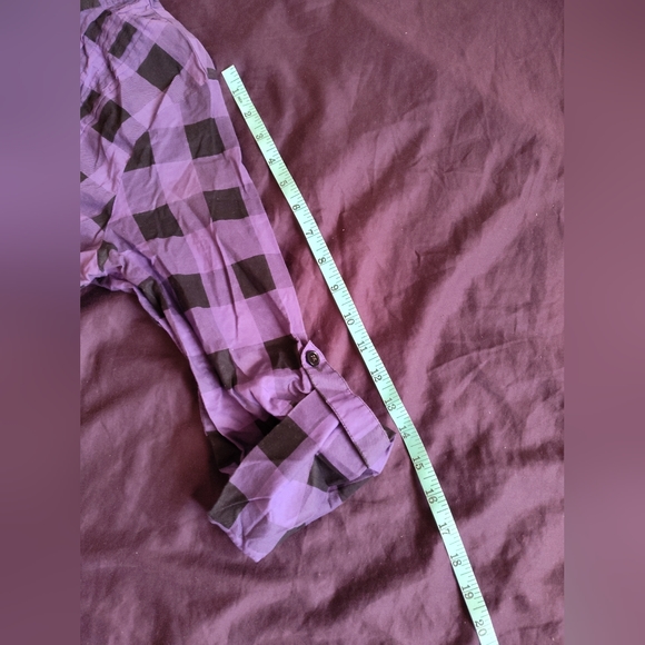 Miley Cyrus purple checkered plaid women's tunic top - Picture 6 of 13